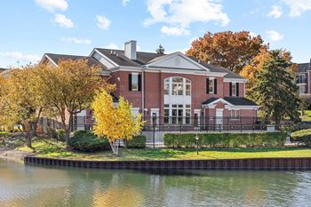 Two beautifully landscaped lakes with elegant fountains